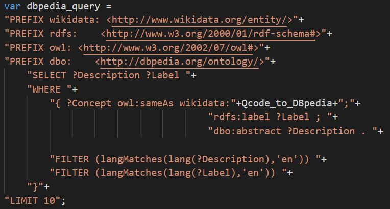 query towards DBpedia for the module